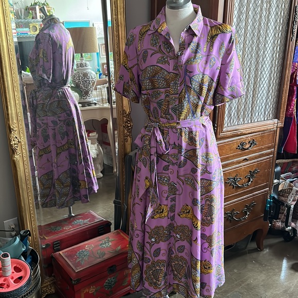 J. Crew Dresses J Crew Lilac Tiger Print Shirt Dress Poshmark